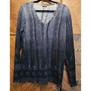 Magashoni Cashmere Black White Ombre Burnout No Size Tag Sweater